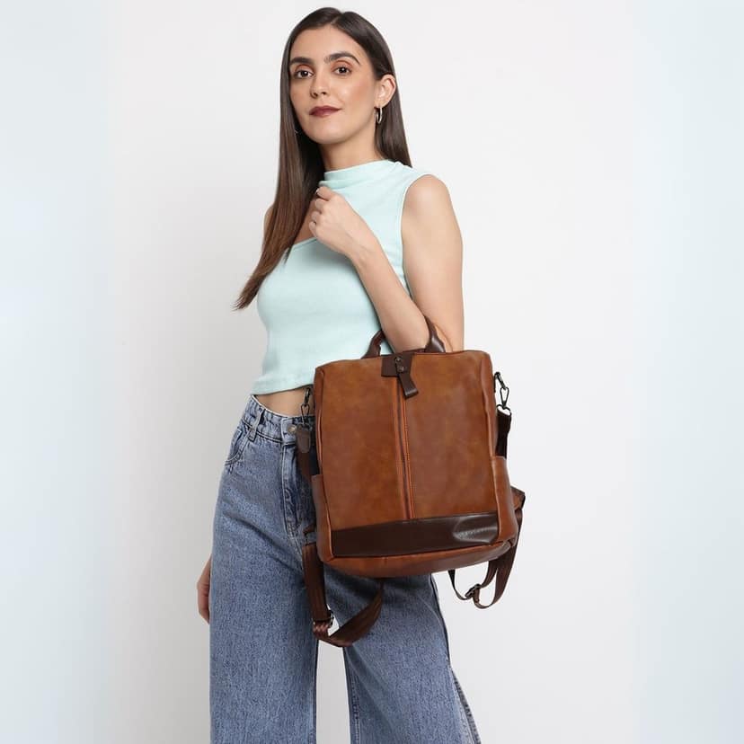 VISMIINTREND Women Backpack for Office Use Upto 13 Inch Laptop | Stylish Backpack Bag | Travel | School | College | Office Use | Anti Theft Convertible Backpack view 3