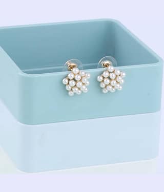 SILVER SHINE Party Wear Stylish Pearl Stud Earring For Women Girl