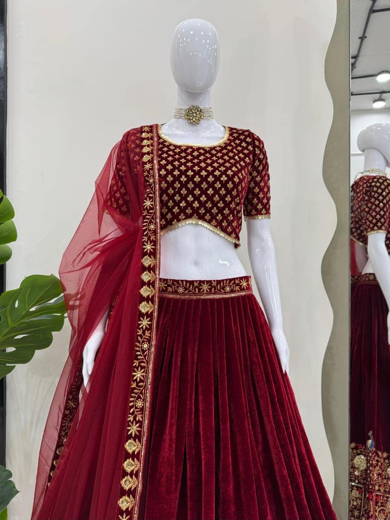 Red Lehenga Choli Readymade Stitched For Wedding Women Party Skirt Ready To Wear view 9