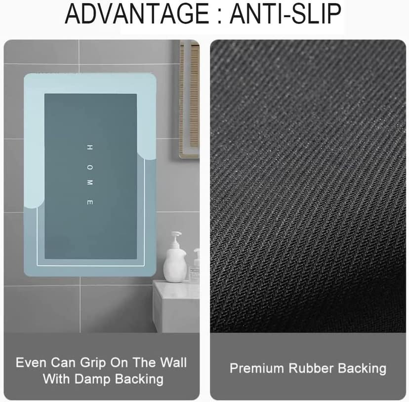 AYUS Water Absorbing Mat for Bathroom -Super Absorbent Quick Dry Rubber Backed Anti-Slip Floor Mat - Non Slip Bath mat 40x60 cm view 6