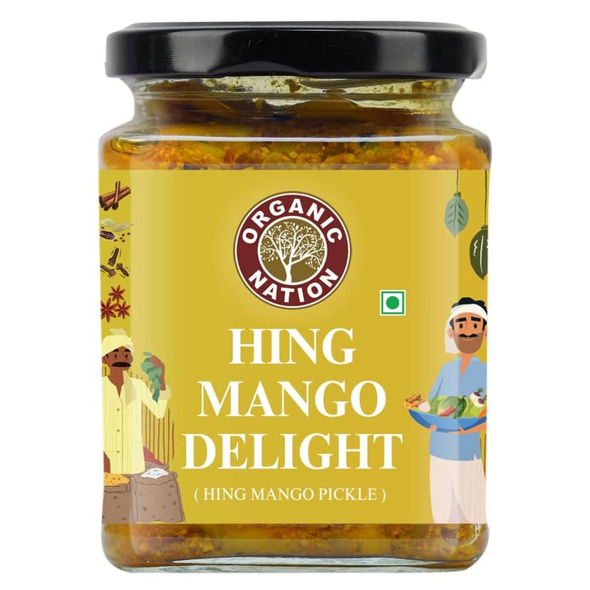Organic Nation Hing Ka Aam Pickle - Hing Mango Delight | Homestyle Indian Pickle | Authentic Traditional Taste | No Preservatives | 250g