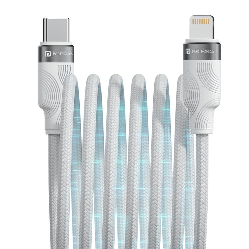 Portronics Snaplink CL 27W Max Output, Type C to 8 Pin Cable, Strong Braided Cable, 1M Cable Length