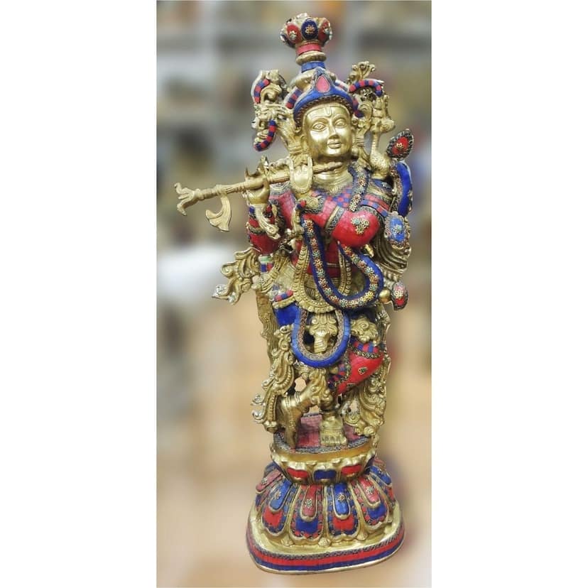 Brass Showpiece Krishna God Idol Statue (BSMAS1553 K) view 2