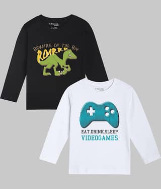 ETCHED DESIGN Pack of 1 Boys Cotton T-Shirt ( Multicolor )