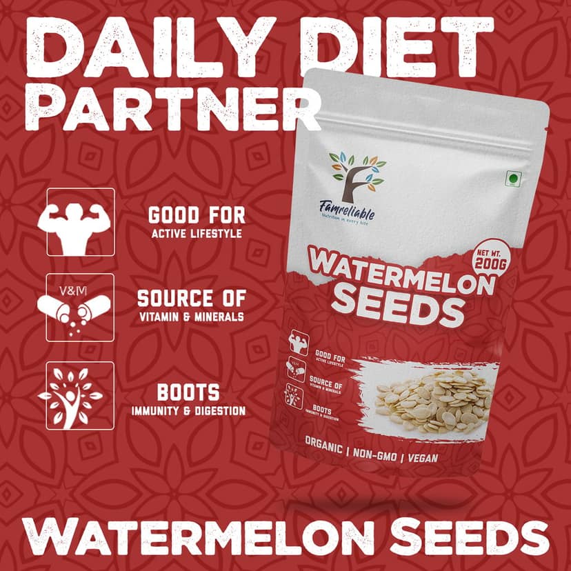 Famreliable Watermelon Seeds - 400g | Tarbooj Seeds | High Protein, Fiber-Rich Snack | Gluten-Free view 3