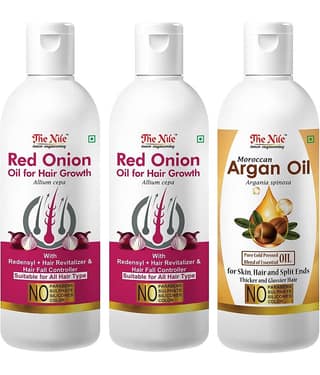 The Nile Red Onion Oil 100 ML X 2 + Moroccan Argan Oil 100 ML 300 mL Pack of 3