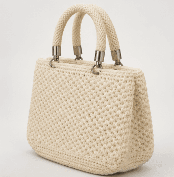 Handmade Crochet Square Bag for Women view 2