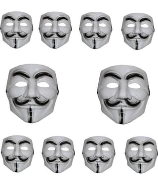 Kaku Fancy Dresses Vendetta Face for Kids Halloween Party/ Vendetta Face for Plays, Stage Shows - Pack of 10
