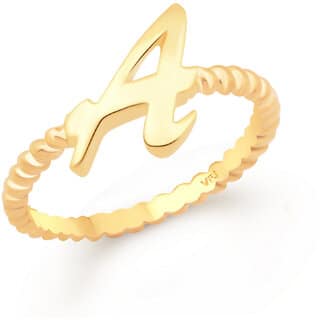 Vighnaharta Stylish Spiral Ring Shank A Letter Gold Plated Alloy Finger Ring for Women and Girls - VFJ1305FRG8