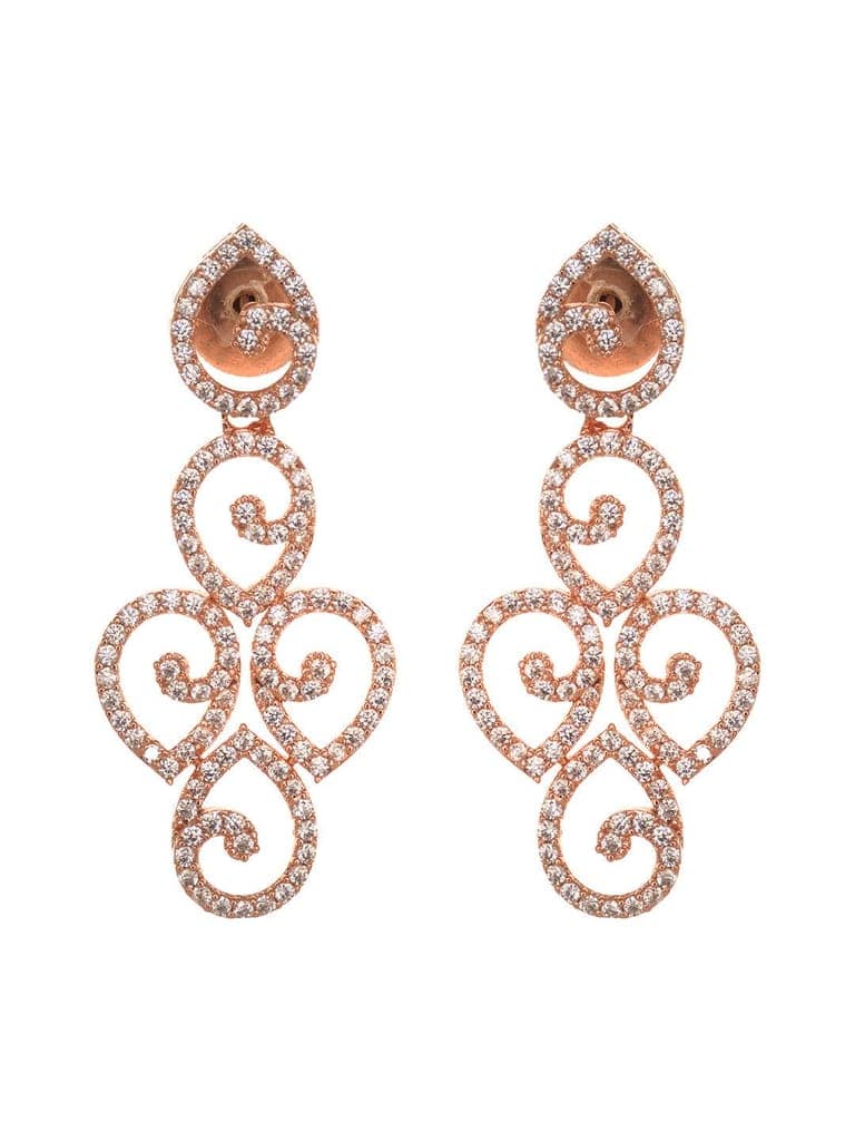 Rose Gold Plated AD Studded Minimal Necklace jewellery Set view 5