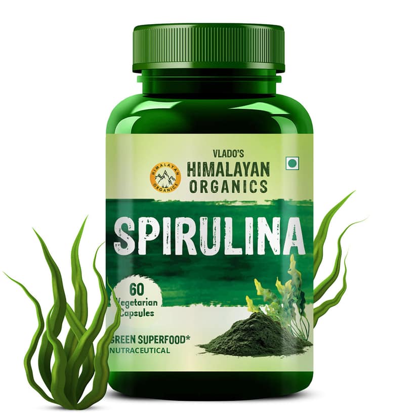 Vlado's Himalayan Organics Spirulina 2000mg Supplement | Green Food For Good Health Weight Management And Immunity Booster | Helps In Healthy Heart 60 Vegetarian Capsules view 2