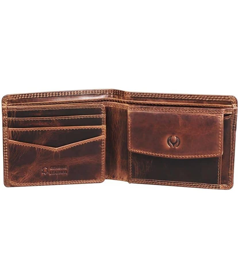MODEWELT Brown Leather Men's Two Fold Wallet ( Pack of 1 ) view 2