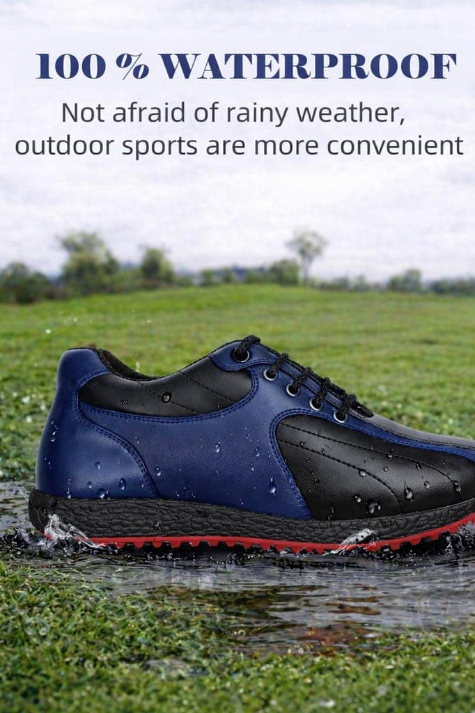 HITCARO Arkbird® Men's Genuine Leather Lace-up Professional 100% Waterproof Premium Gold Golf Shoes PR-5406 view 4