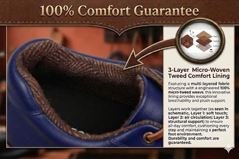HITCARO Arkbird® Men's Genuine Leather Lace-up Professional 100% Waterproof Premium Gold Golf Shoes PR-5406 view 5