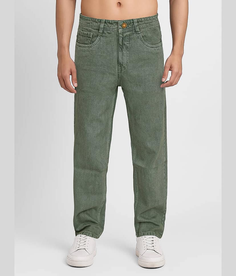 plounge Clean Look Men's Jeans - Green ( Pack of 1 )