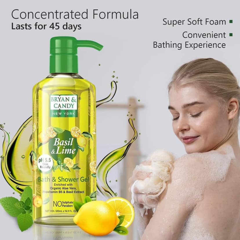 Bryan & Candy Basil & Lime Bath Shower Gel 500 Ml view 5