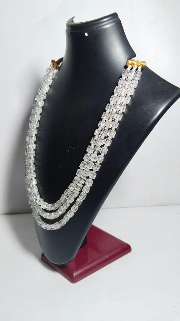 White Beaded Long Necklace view 2