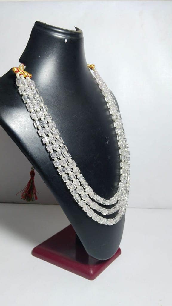 White Beaded Long Necklace view 3