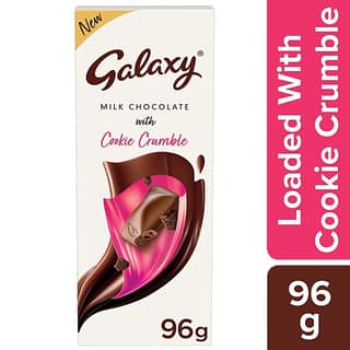 Galaxy Silky Smooth Milk Chocolate With Cookie Crumble, Loaded With Delicious Cookie Pieces And Goodness Of Milk, 96 G, Pack Of 4