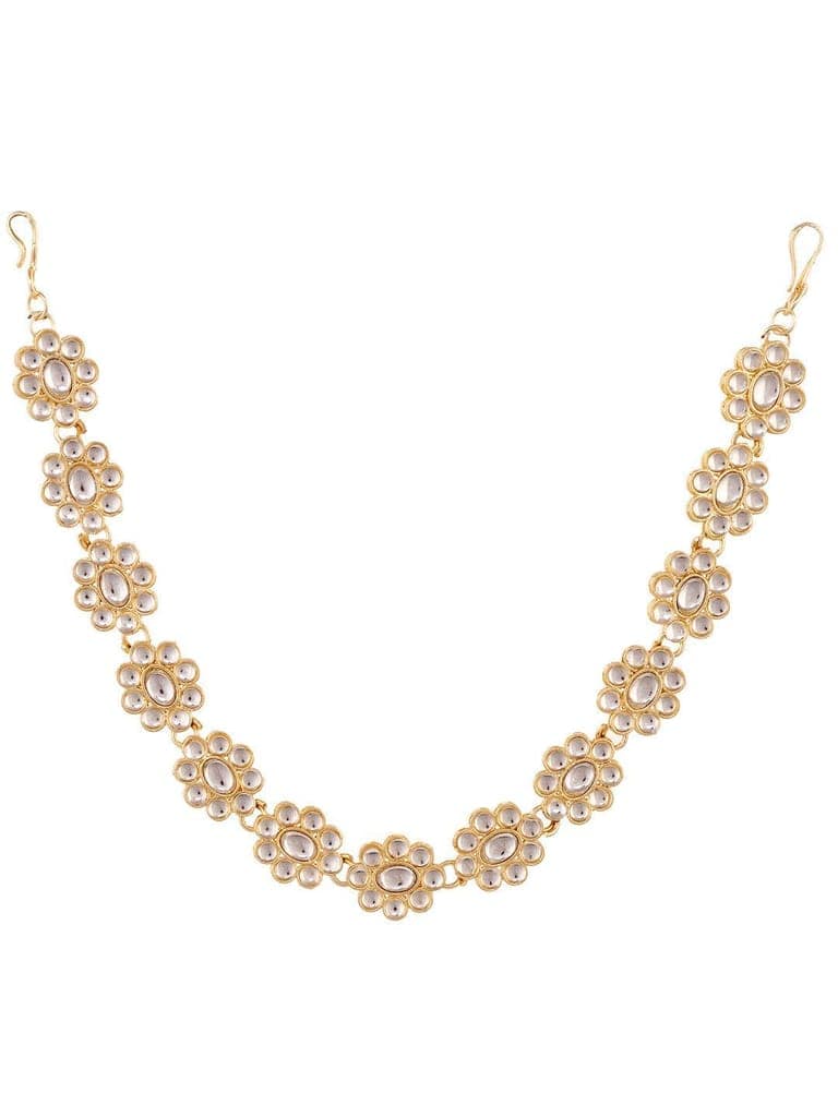 Gold Plated Kundan studded Floral designer Head Band view 2