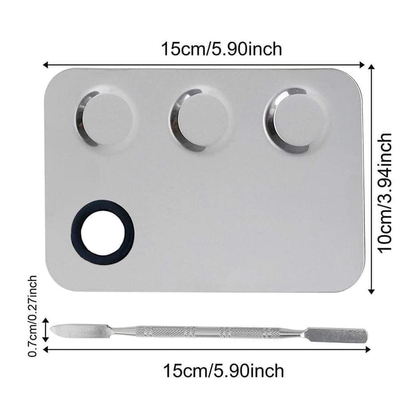 Elecsera Stainless Steel 4 Paint Wells Palettes (Set of 1, Silver) view 2