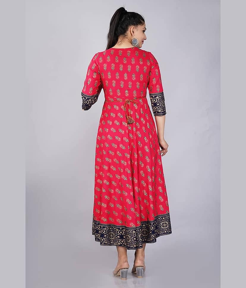Mishree Collection - Blue Rayon Women's Anarkali Kurti ( Pack of 1 ) view 2