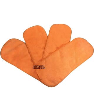 SOFTSPUN Microfiber 4 Layer Baby Pocket Diaper Inserts, Pack of 4 Large Size (Orange) Age 0-24 Months, Washable, Reusable Ultra Absorbent, Super Soft & Comfortable for Babies Skin of Newborn Baby.