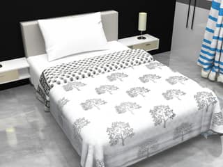 Cotton Blanket - Single Dohar ( 60 x 90 Inches) Grey Tree