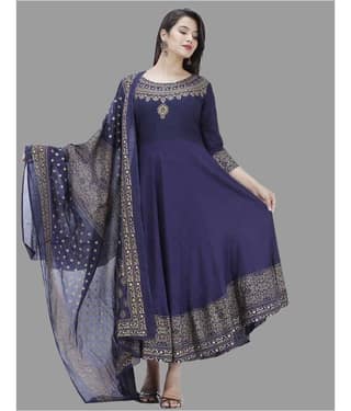 Smien Rayon Printed Anarkali Women's Kurti - Green ( Pack of 1 )