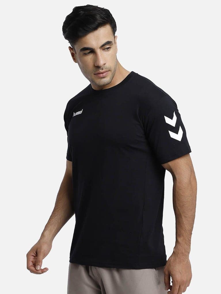 Go Cotton Round Neck Cotton Rich Half Sleeve Solid Regular fit Cottonpoly T-shirt for Men Comfortable soft Breathable Fabric Stretchable for Everyday Use Ideal for Casualwear view 3