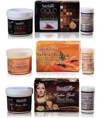 Nutriglow Gold Kesar Bleach cream + Papaya Fruits Bleach Cream + Luster Gold Bleach Cream Each 43gm (Pack of 3)