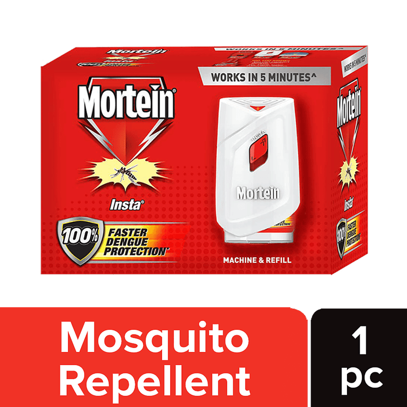 Mortein Mosquito Repellent Device Combo Pack - Machine + 3 Refills, 100% Protection Against Dengue Mosquitoes, Mosquito Killer Pack, (45Ml X 3)