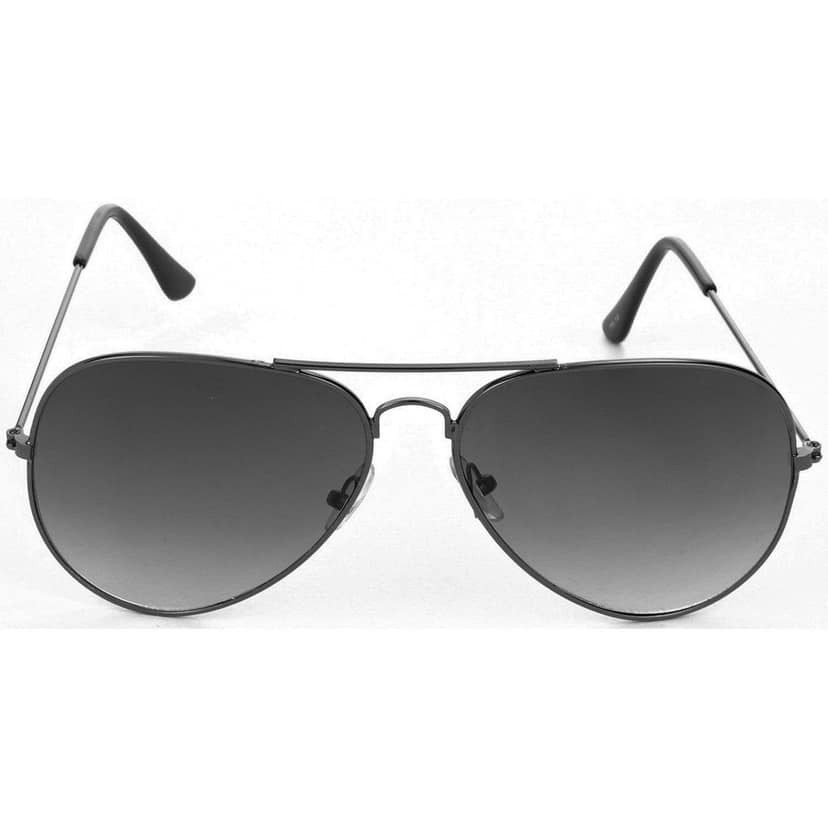 HRINKAR Men Women Boys & Girls Pilot & Rectangle Sunglasses Grey & Silver Frame, Grey & Green Lens (Medium) Pack of - 2 view 2