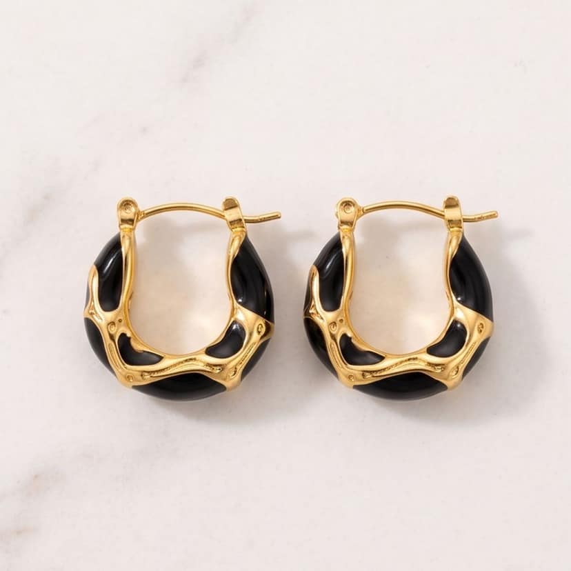 Black Twist Hoops