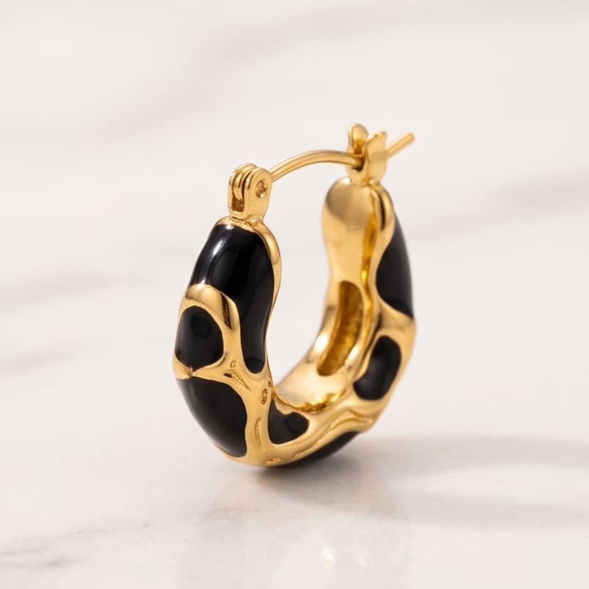 Black Twist Hoops view 2