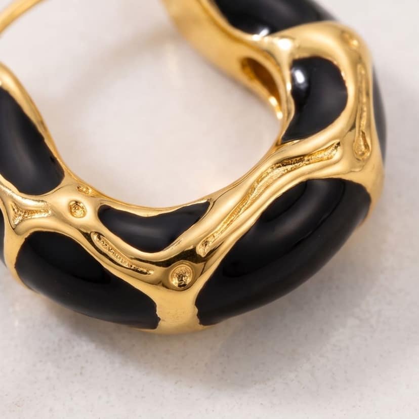Black Twist Hoops view 3