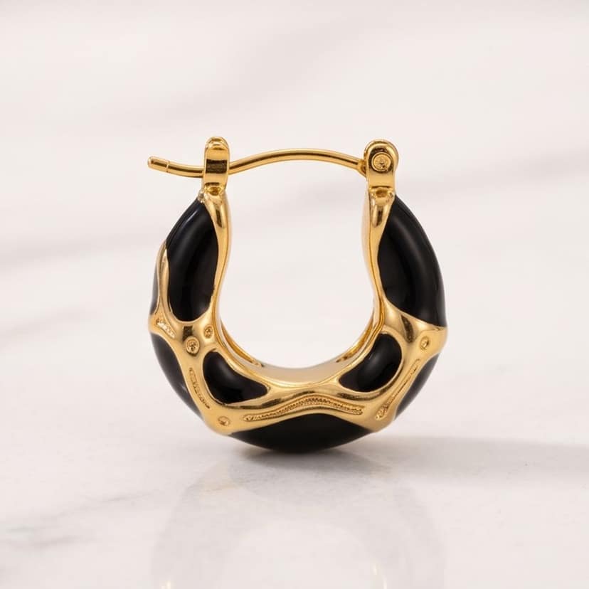 Black Twist Hoops view 4