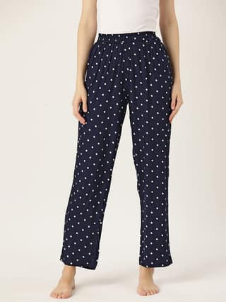Women Polka Dots Printed Pure Cotton Lounge Pants
