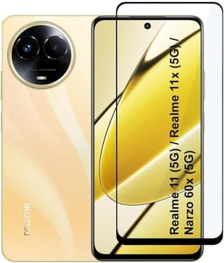 PLUGTECH Advanced Tempered Glass With Anti-Explosion 9H Hardness Edge-To-Edge Coverage Screen Guard for Realme 11X