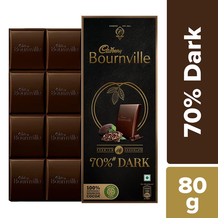 Cadbury Bournville Fruit & Nut Dark Chocolate Bar, 80 g view 5