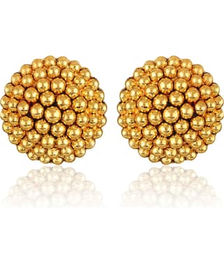 VIVASTRI Golden Stud Earrings ( Pack of 1 )