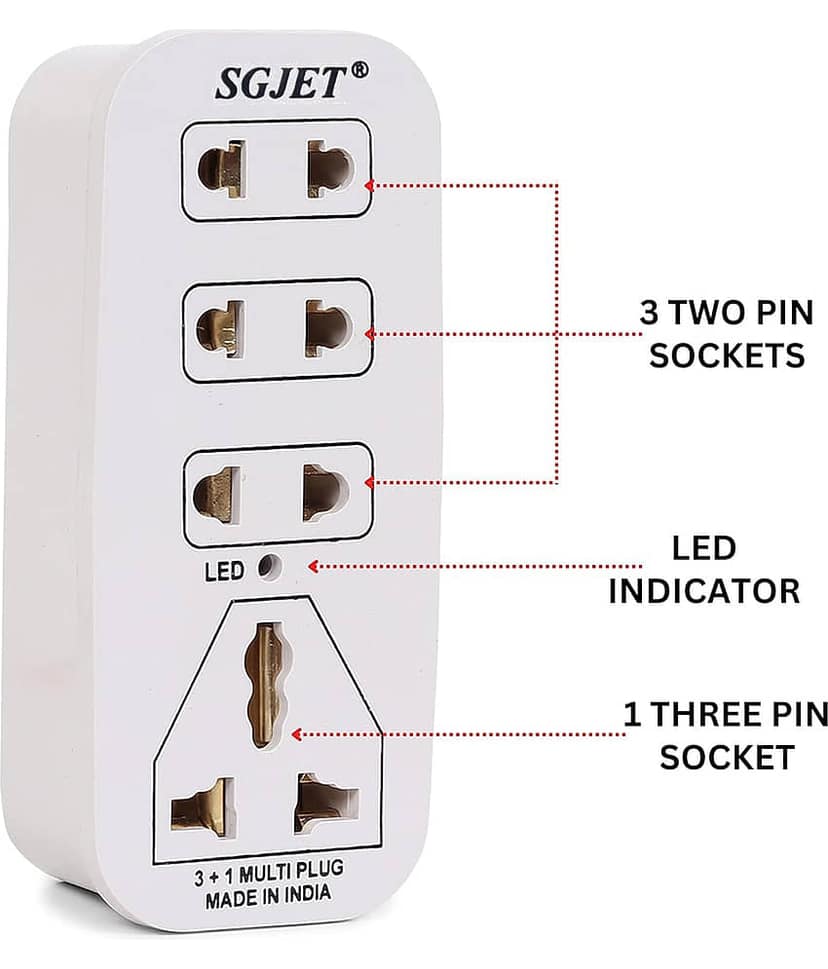 SGJET 4 Socket Multi Plug 6A Extension Board (Without Wire) view 2