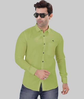 JVNINE - Be Unique 100% Cotton Regular Fit Solids Full Sleeves Men's Casual Shirt - Olive ( Pack of 1 )