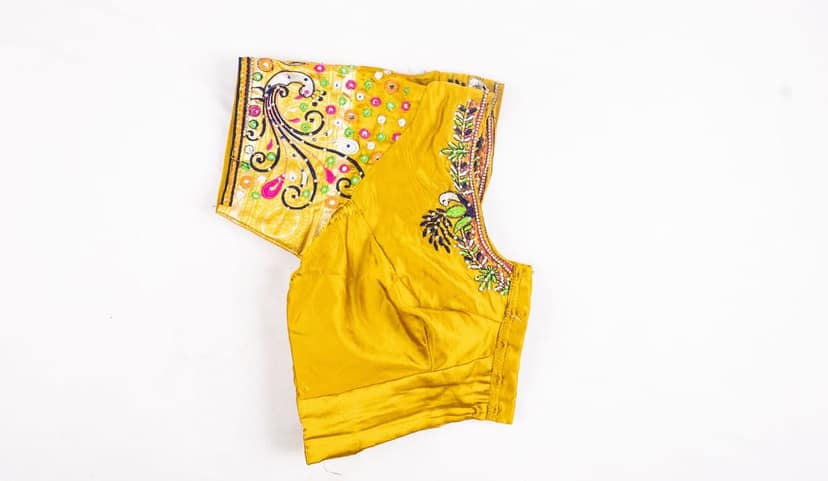Sleeveless Embroidered Blouse in Mustard Yellow view 2