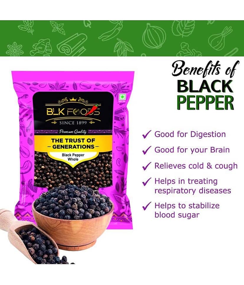 BLK FOODS _Select Black Pepper Whole (Kali Mirch Sabut) 200g 200 gm view 3