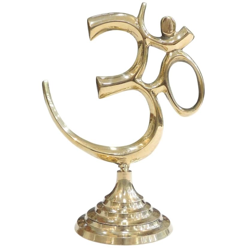 Brass Standing Om Idol | Meditation Room Decor | Yoga Accent, Height : 7.5 Inch (FMAS785 E) view 2