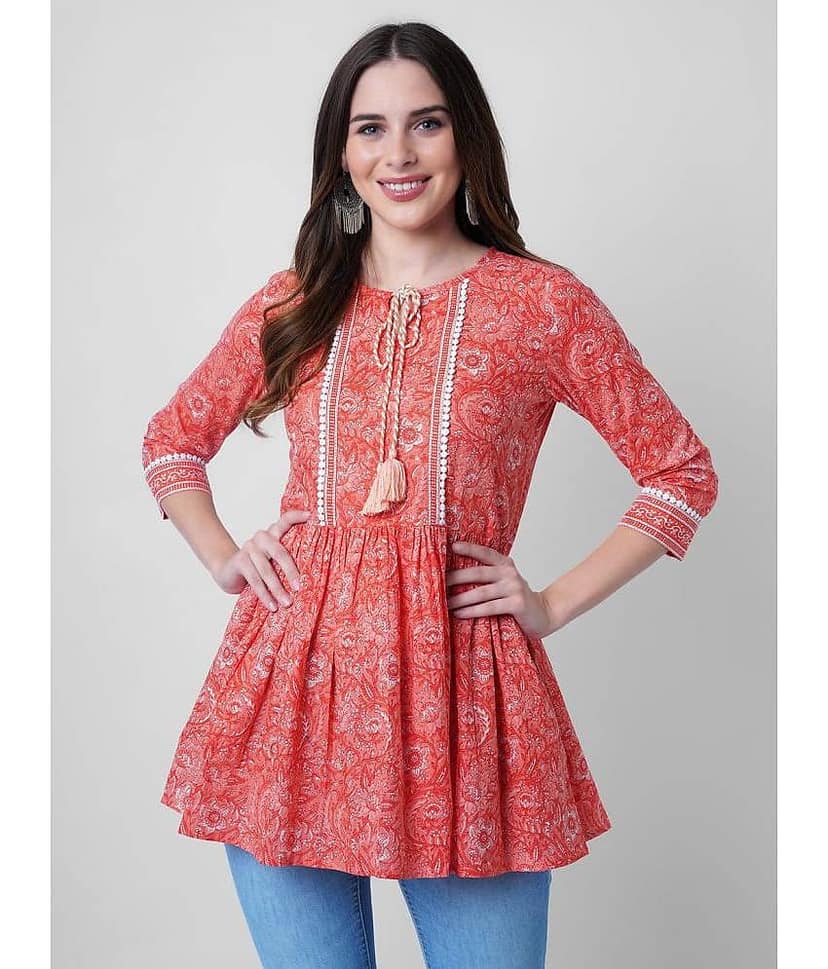 GOD BLESS Women's Rayon A-Line Top ( Orange )