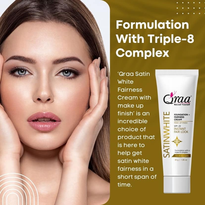 Qraa SatinWhite Foundation Fairness Cream, Instant Fair Look 30g - Pack of 4 view 3