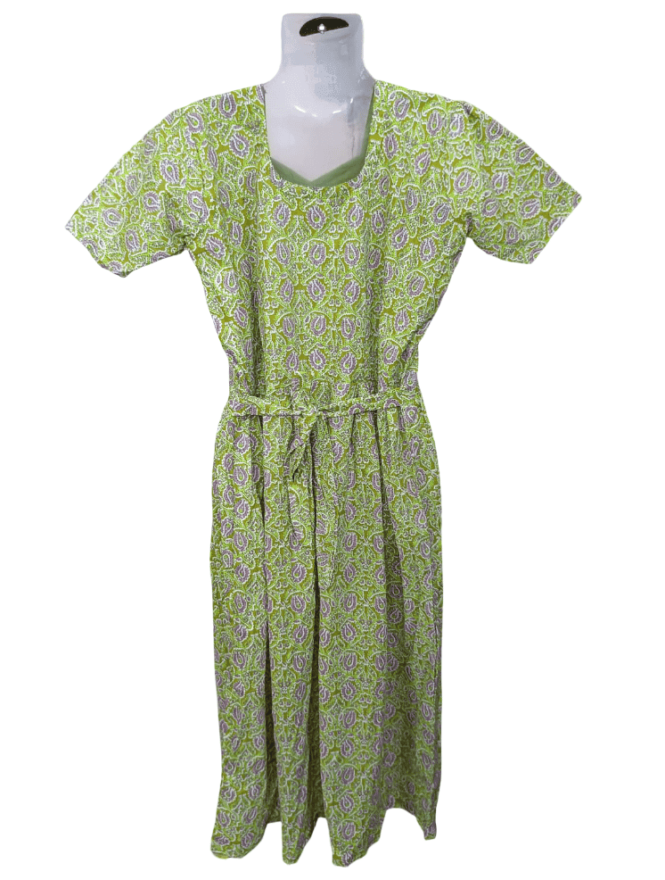 Green Floral Print Dress with Short Sleeves view 2