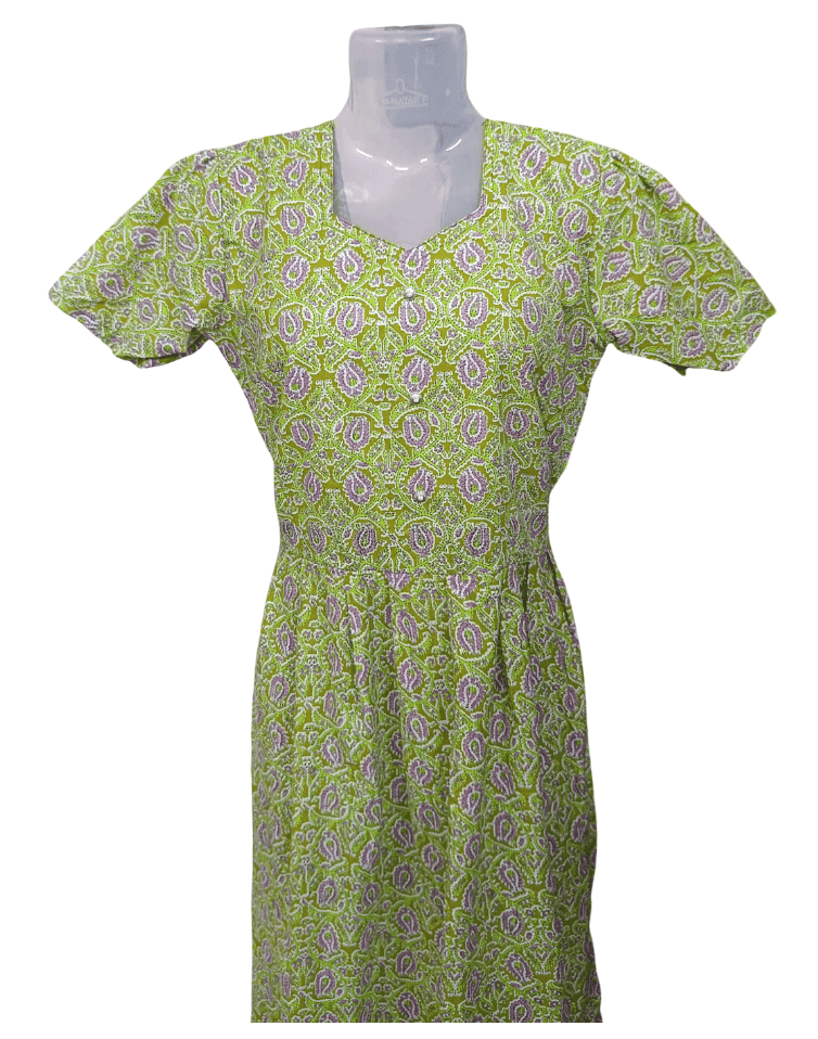 Green Floral Print Dress with Short Sleeves view 4